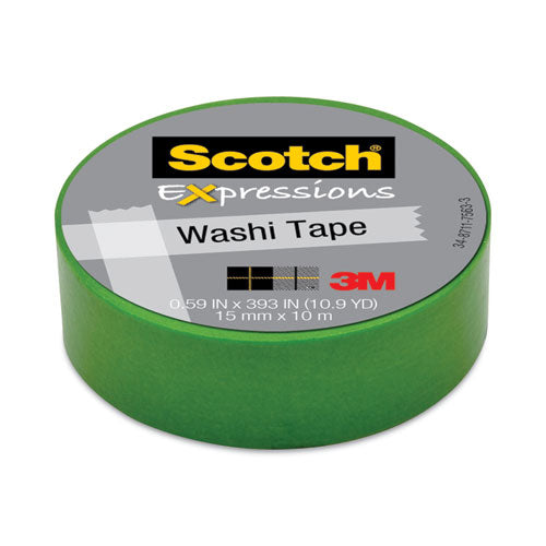 Expressions Washi Tape, 1.25" Core, 0.59" X 32.75 Ft, Green