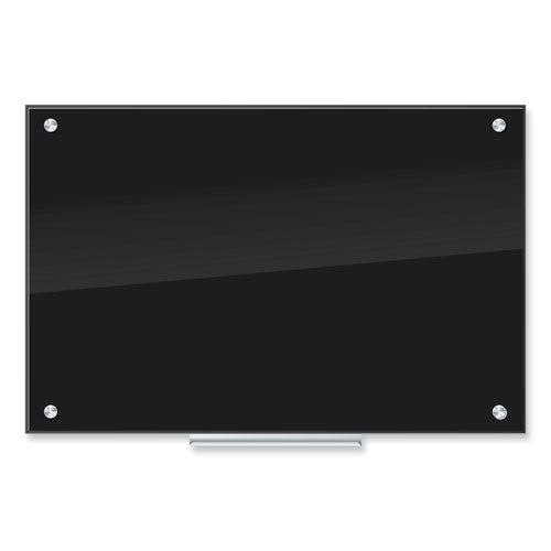 Black Glass Dry Erase Board, 35 X 23, Black Surface