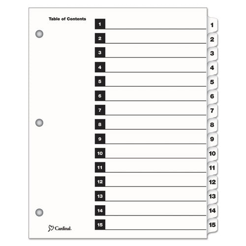 Onestep Printable Table Of Contents And Dividers, 15-tab, 1 To 15, 11 X 8.5, White, White Tabs, 1 Set