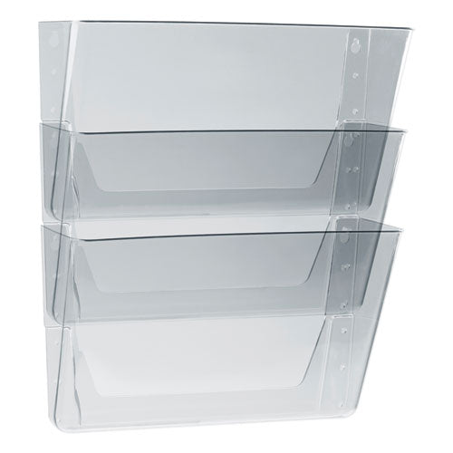 Wall File, 3 Sections, Letter Size, 13" X 4" X 14",  Clear, 3/set