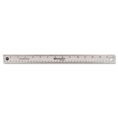 Stainless Steel Office Ruler With Non Slip Cork Base, Standard/metric, 15" Long