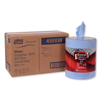 Advanced Shopmax Wiper 450, Centerfeed Refill, 9.9 X 13.1, Blue, 200/roll, 2 Rolls/carton