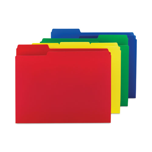 Top Tab Poly Colored File Folders, 1/3-cut Tabs: Assorted, Letter Size, 0.75" Expansion, Assorted Colors,12/pack