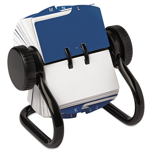 Open Rotary Card File, Holds 250 1.75 X 3.25 Cards, Black