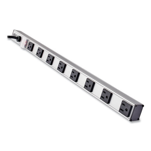 Vertical Power Strip, 8 Outlets, 15 Ft Cord, Silver