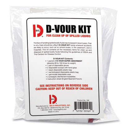 D'vour Clean-up Kit, Powder, All Inclusive Kit, 6/carton