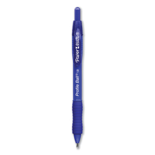 Profile Ballpoint Pen, Retractable, Medium 1 Mm, Blue Ink, Translucent Blue Barrel, 4/pack
