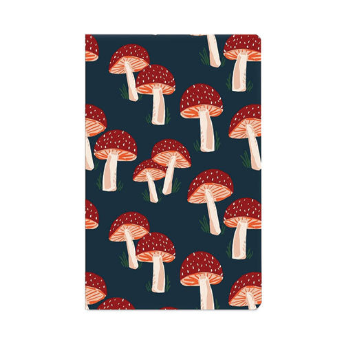 Classic Layflat Softcover Notebook, Mushroom Artwork, Medium/college Rule, Navy Blue/multicolor Cover, (72) 8 X 5 Sheets