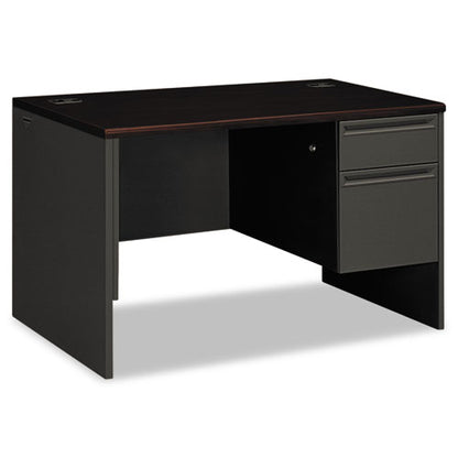 38000 Series Right Pedestal Desk, 48" X 30" X 29.5", Mahogany/charcoal