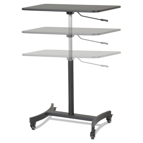 Dc500 High Rise Collection Mobile Adjustable Standing Desk, 30.75" X 22" X 29" To 44", Black
