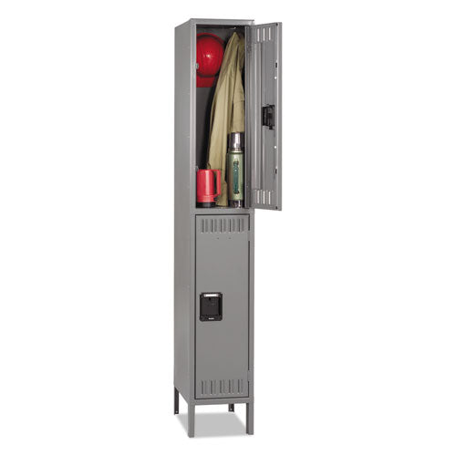 Double Tier Locker With Legs, Single Stack, 12w X 18d X 78h, Medium Gray