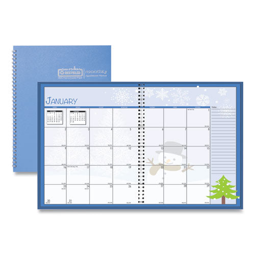 Seasonal Monthly Planner, Illustrated Seasons Artwork, 10 X 7, Light Blue Cover, 12-month (jan To Dec): 2024