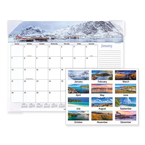 Seascape Panoramic Desk Pad, Seascape Panoramic Photography, 22 X 17, White Sheets, Clear Corners, 12-month (jan-dec): 2024