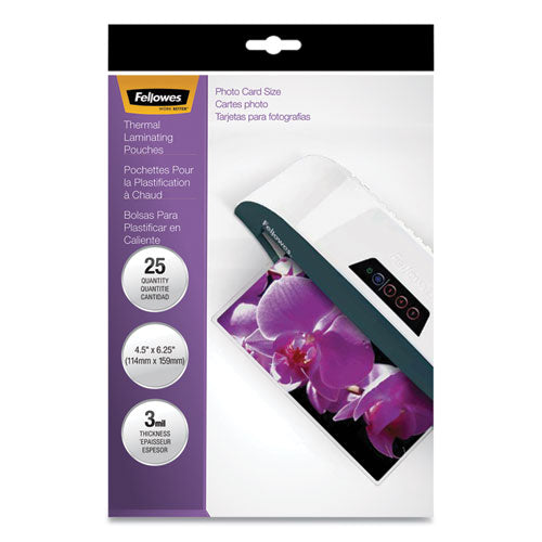Laminating Pouches, 3 Mil, 4.5" X 6.25", Gloss Clear, 25/pack