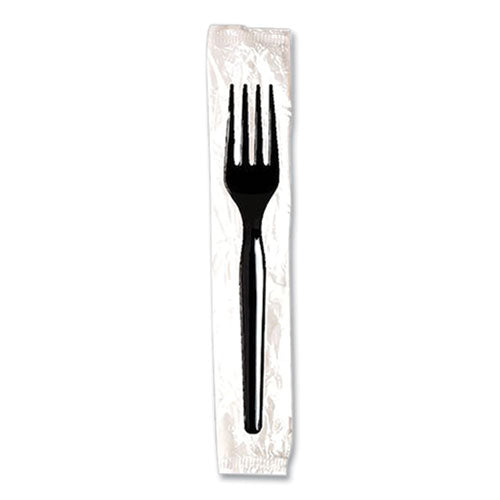 Individually Wrapped Mediumweight Polystyrene Cutlery, Fork, Black, 1,000/carton