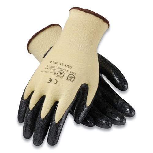 Kev Seamless Knit Kevlar Gloves, Small, Yellow/black, 12 Pairs