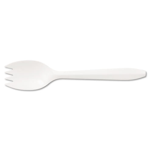 Mediumweight Polypropylene Cutlery, Spork, White, 1000/carton