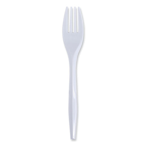 Mediumweight Wrapped Polypropylene Cutlery, Fork, White, 1000/carton