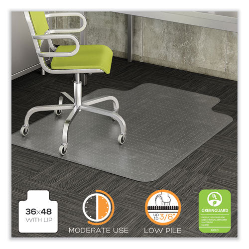 Duramat Moderate Use Chair Mat, Low Pile Carpet, Roll, 36 X 48, Lipped, Clear