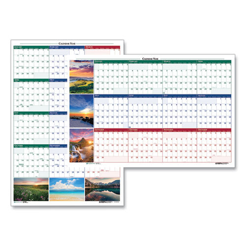 Earthscapes Recycled Reversible/erasable Yearly Wall Calendar, Nature Photos, 24 X 37, White Sheets, 12-month (jan-dec): 2024