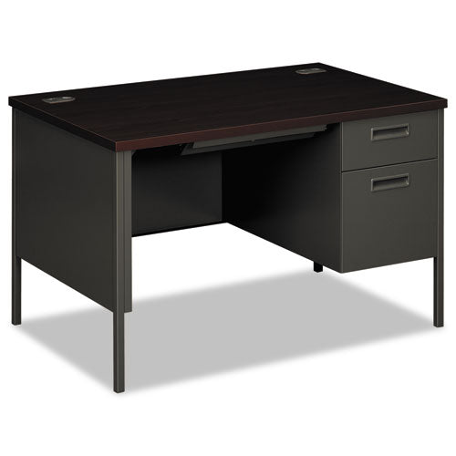 Metro Classic Series Right Pedestal Desk, 48" X 30" X 29.5", Mahogany/charcoal