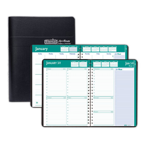 Express Track Recycled Weekly Appointment Book/monthly Planner, 11 X 8.5, Black Cover, 13-month (jan To Jan): 2024 To 2025