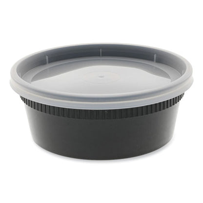 Newspring Delitainer Microwavable Container, 8 Oz, 4.55 X 4.55 X 1.8, Black/clear, Plastic, 240/carton