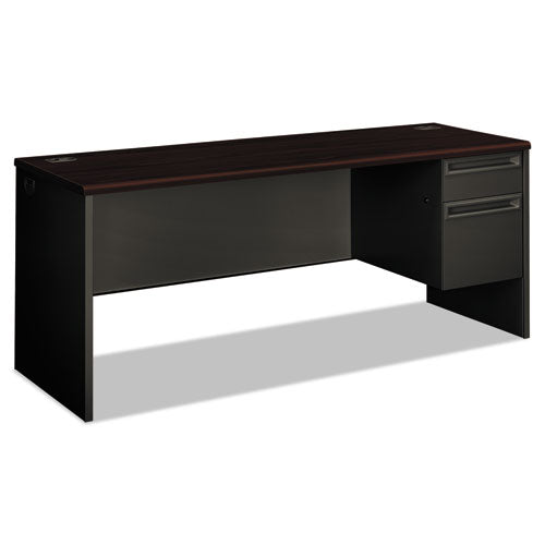 38000 Series Right Pedestal Credenza, 72w X 24d X 29.5h, Mahogany/charcoal