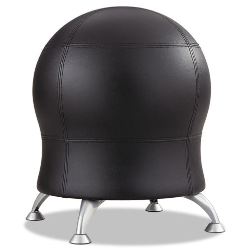 Zenergy Ball Chair, Backless, Supports Up To 250 Lb, Black Vinyl Seat, Silver Base