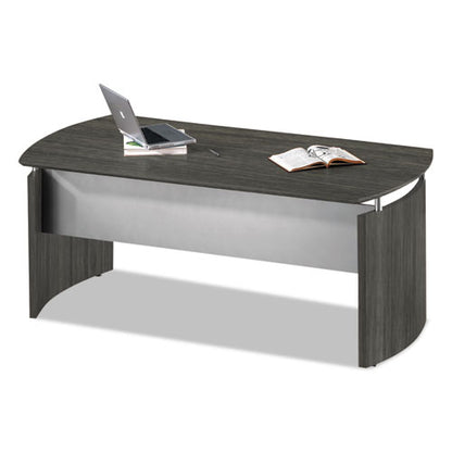 Medina Series Laminate Curved Desk Top, 72" X 36", Gray Steel