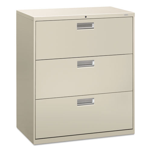 Brigade 600 Series Lateral File, 3 Legal/letter-size File Drawers, Light Gray, 36" X 18" X 39.13"