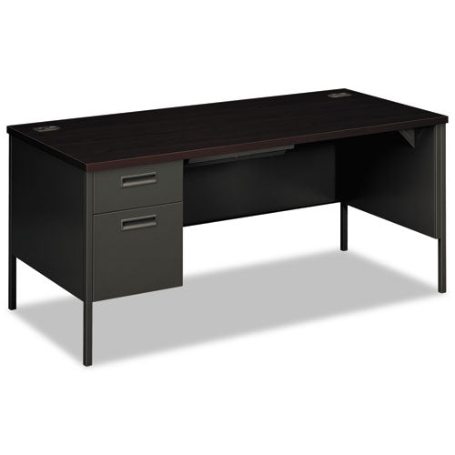 Metro Classic Series Left Pedestal "l" Workstation Desk, 66" X 30" X 29.5", Mahogany/charcoal