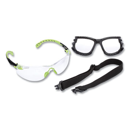 Solus 1000-series Safety Glasses, Green Plastic Frame, Clear Polycarbonate Lens