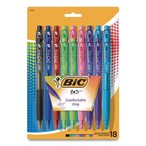 Bu3 Ballpoint Pen, Retractable, Medium 1 Mm, Assorted Fashion Ink And Barrel Colors, 18/pack