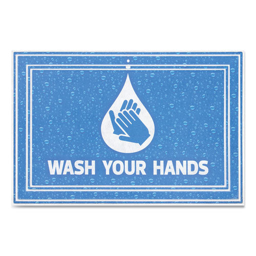 Message Floor Mats, 24 X 36, Blue, "wash Your Hands"