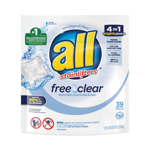 Mighty Pacs Free And Clear Super Concentrated Laundry Detergent, 39/pack