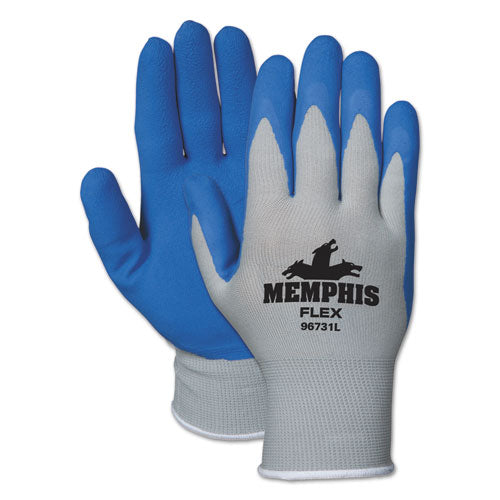 Memphis Flex Seamless Nylon Knit Gloves, Small, Blue/gray, Dozen