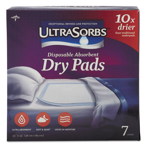 Ultrasorbs Disposable Dry Pads, 23" X 35", White, 7/box, 6/carton