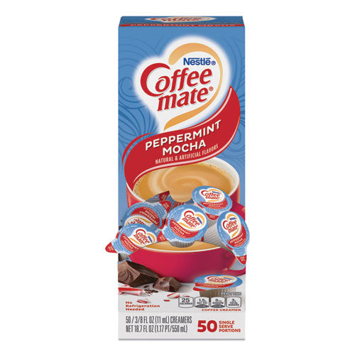 Liquid Coffee Creamer, Peppermint Mocha, 0.38 Oz Mini Cups, 50/box