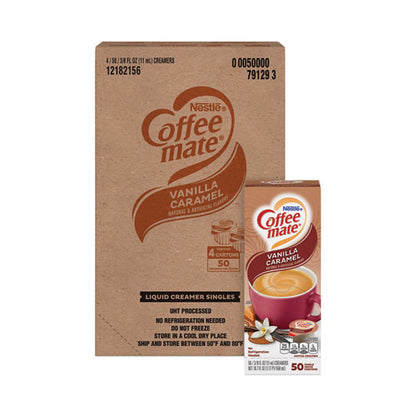 Liquid Coffee Creamer, Vanilla Caramel, 0.38 Oz Mini Cups, 50/box, 4 Boxes/carton, 200 Total/carton