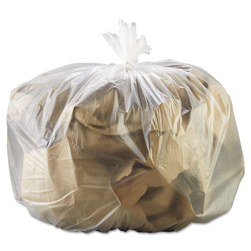 High Density Can Liners, 33 Gal, 13 Mic, 33" X 39", Natural, 25 Bags/roll, 10 Rolls/carton