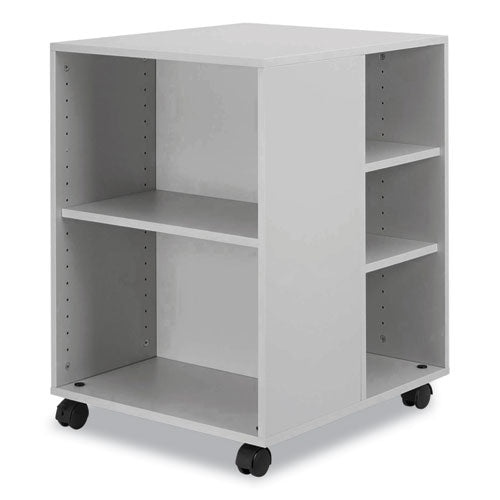 Flexible Multi-functional Cart For Office Storage, Wood, 6 Shelves, 20.79 X 23.31 X 29.45, Gray