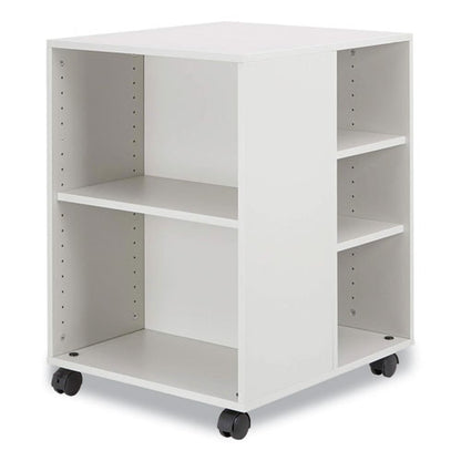 Flexible Multi-functional Cart For Office Storage, Wood, 6 Shelves, 20.79 X 23.31 X 29.45, White