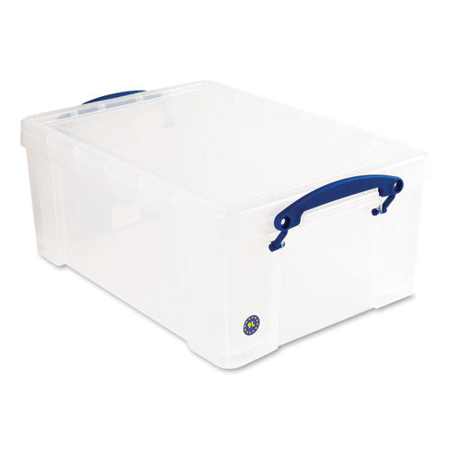 Snap-lid Storage Bin, 2.38 Gal, 10.25" X 14.5" X 6.25", Clear/blue