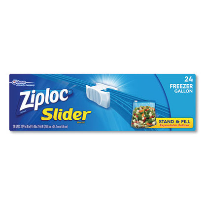 Slider Freezer Bags, 1 Gal, 1.75 Mil, 9.5" X 2.63" X 10.56", Clear, 24/box