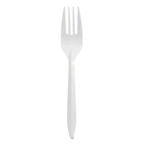 Individually Wrapped Mediumweight Cutlery, Forks, White, 1,000/carton