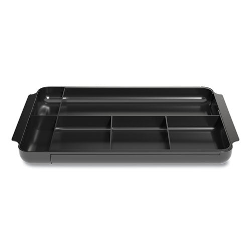 Seven-compartment Expandable Plastic Drawer Organizer, 12.8 X 8.5 X 1.34, Black