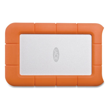 Rugged Portable External Hard Drive, 2 Tb, Usb-c, Orange/silver