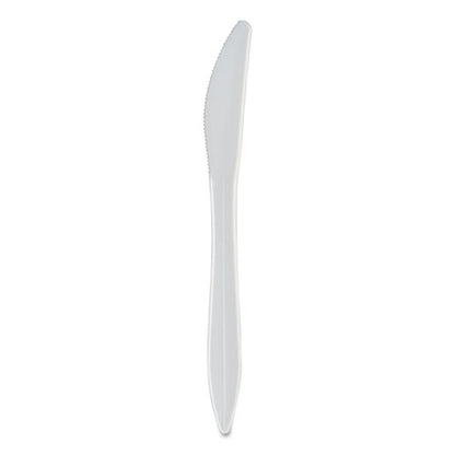 Mediumweight Polypropylene Cutlery, Knife, White, 1,000/carton