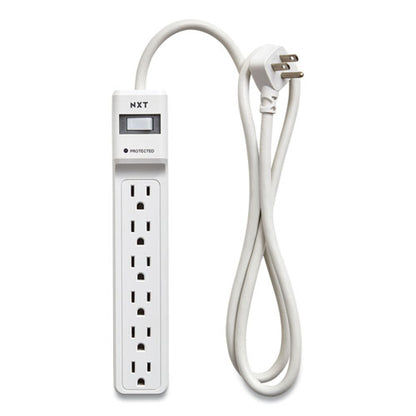 Surge Protector, 6 Ac Outlets, 4 Ft Cord, 600 J, White